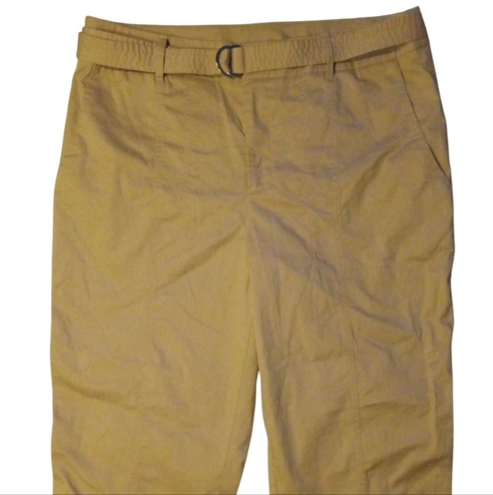 Chico's Lightweight Cotton Cropped Khakis Belted Waist Pockets Size 2.5 14 - Picture 2 of 9